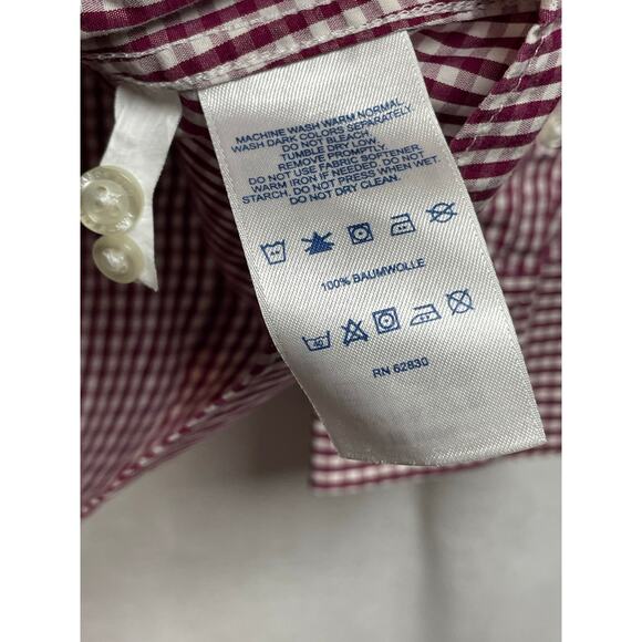 Lands’ End button LS SHIRT check purple white 12‎ P no iron supima women - Picture 6 of 7